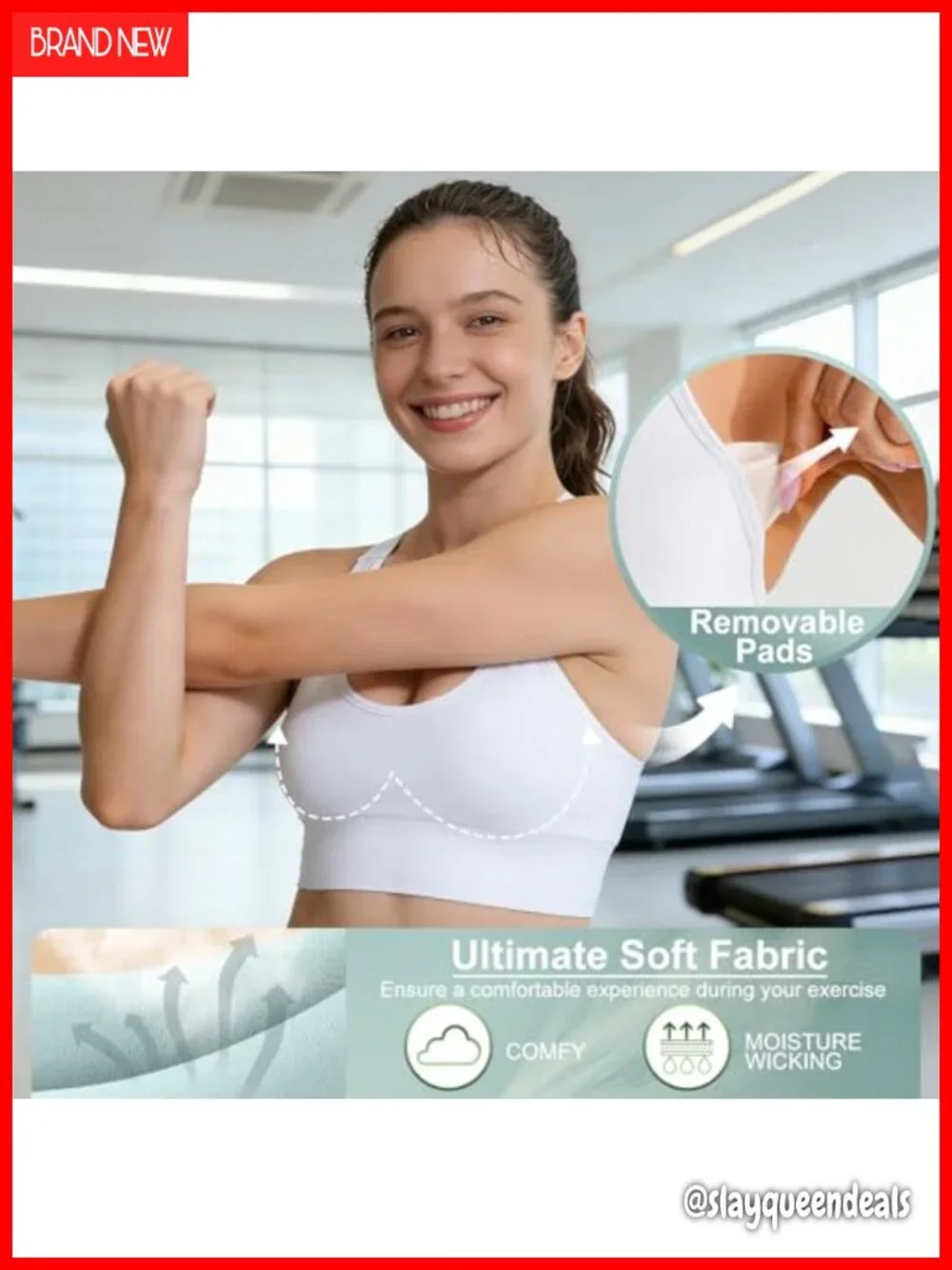 Adjustable High Support Sports Bra Padded Racerback for Women